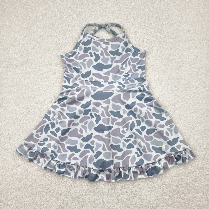 Girls Strappy Faded Camo Dress