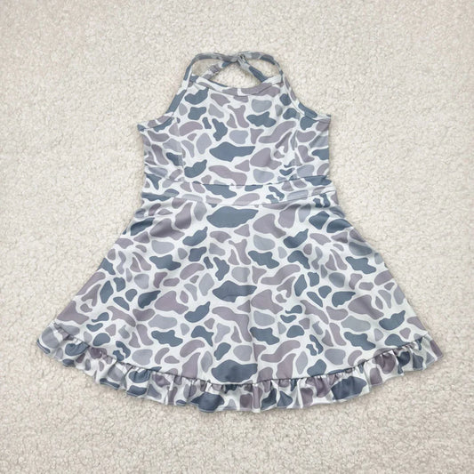 Girls Strappy Faded Camo Dress